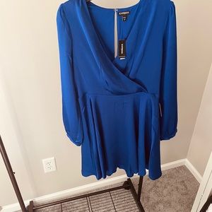 Faux Wrap Long Sleeved Dress